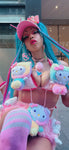 “HELLO-KITTY PRETTY 3PC Pastel Rainbow Faux Fur” Runway RDY Set