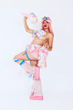 “HELLO-KITTY PRETTY 3PC Pastel Rainbow Faux Fur” Runway RDY Set