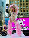 “FLIRTY FLAMINGO CHAPS 7PC Ruffle Rhinestone” + Pink Wig! Runway RDY Set