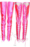 "Lazr Luminescent"HOLOGRAPHIC VINYL LACE-UP THIGH HIGHS (avail in 4 Colors)