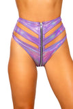 3726 - Cutout High-Waisted Shorts with Zipper Closure