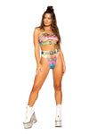3747 - Multi Colored Snake Skin High Rise High-Waisted Shorts with Belt Detail