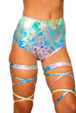 3765 - Rainbow Splash High-Waisted Shorts