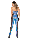 3802 - 1pc Haltered Catsuit with Mesh and Sequin Detail
