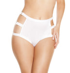 SH3194 - White - High-Waisted Shorts with Triple Strap & Square Ring Detail - Shorts