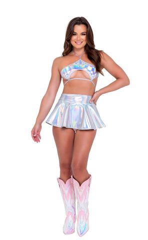 Holographic Keyhole Tie-Top "Paradise Party" Collection (Silver)