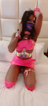 "CrC" Weekend RDY 2 PC Barbie Hot Pink Patent Leather Skirt Set