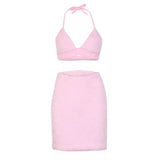 "CrC" Weekend RDY Pink Terry Cloth 2 Pc Skirt Set