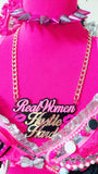 Real Women Hustle Hard Gold Chain Acrylic Necklace