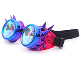 Aqua/Purple Kaleidoscope Spiked Steampunk Goggles