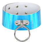 XL (2") Holographic Vegan Leather Chokers (blue, silver, pink)