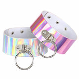 XL (2") Holographic Vegan Leather Chokers (blue, silver, pink)